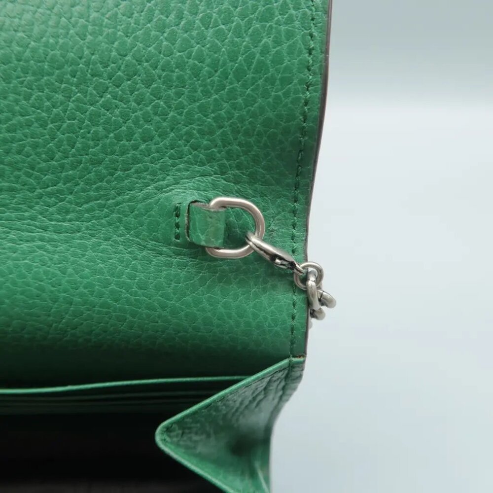 100% Authentic GUCCI Dionysus Chain Wallet Green Leather Shoulder Bag - Picture 10 of 12